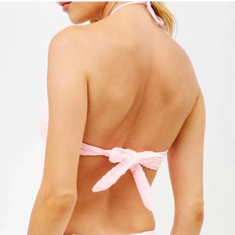 Frankie's Bikinis Lani Light Pink Textured Bikini Top only S